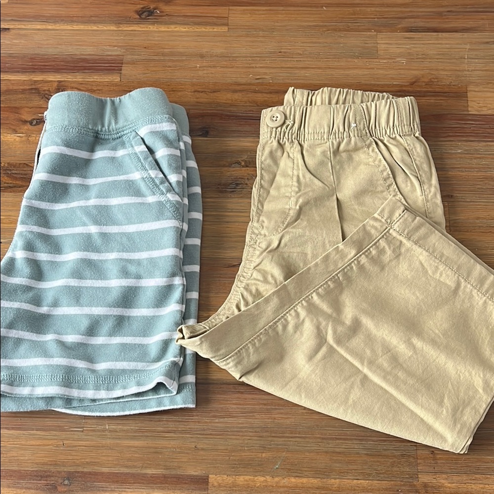 Toddler boys Striped Blue Shorts and Khaki Pants
